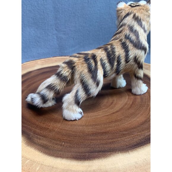Realistic Tiger Figurine - Faux Fur & Handcrafted - 8" Lifelike Wild Cat Decor - Picture 4 of 9